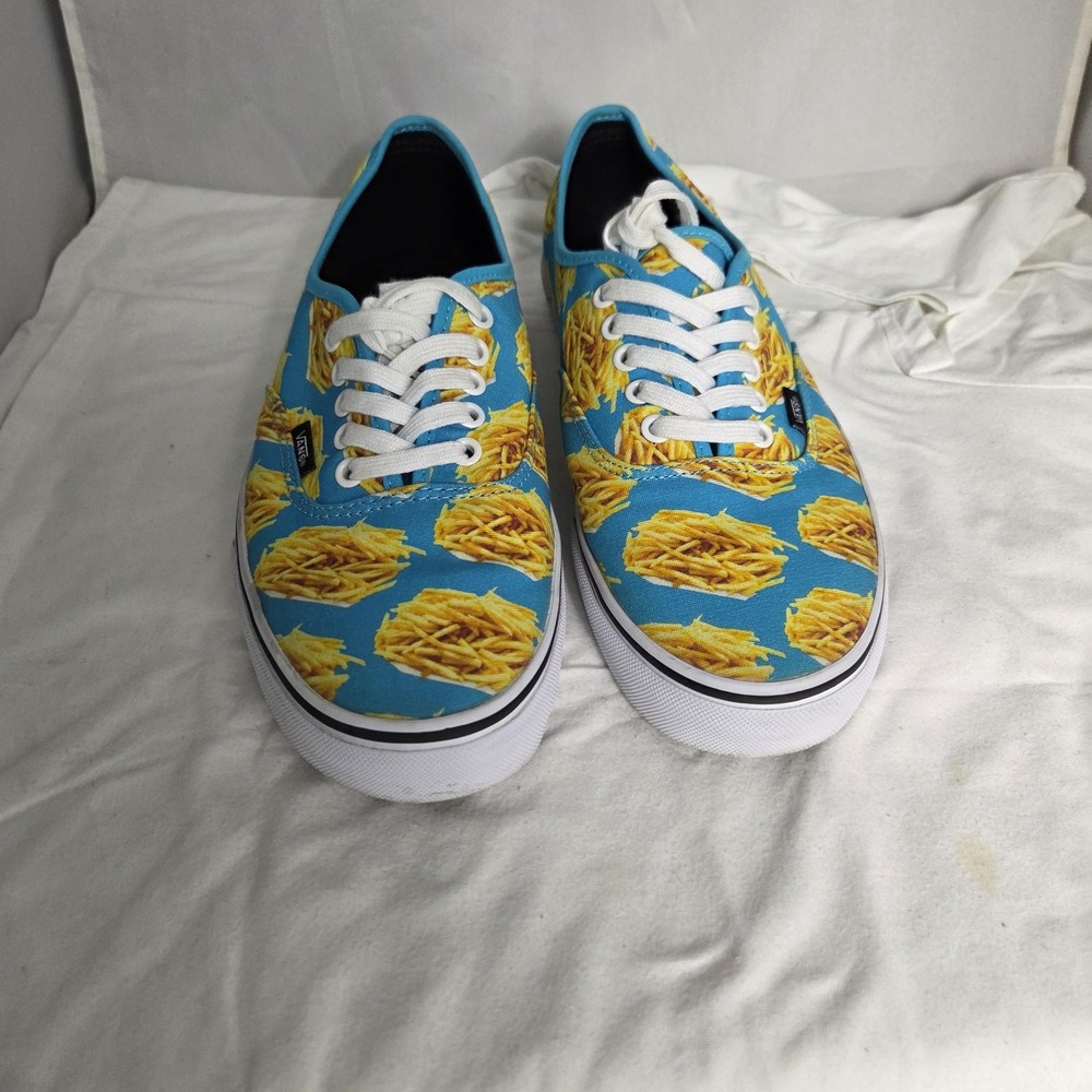 Vans Authentic Shoes Mens Size 10 Blue French Fries Canvas Low Top Sneakers